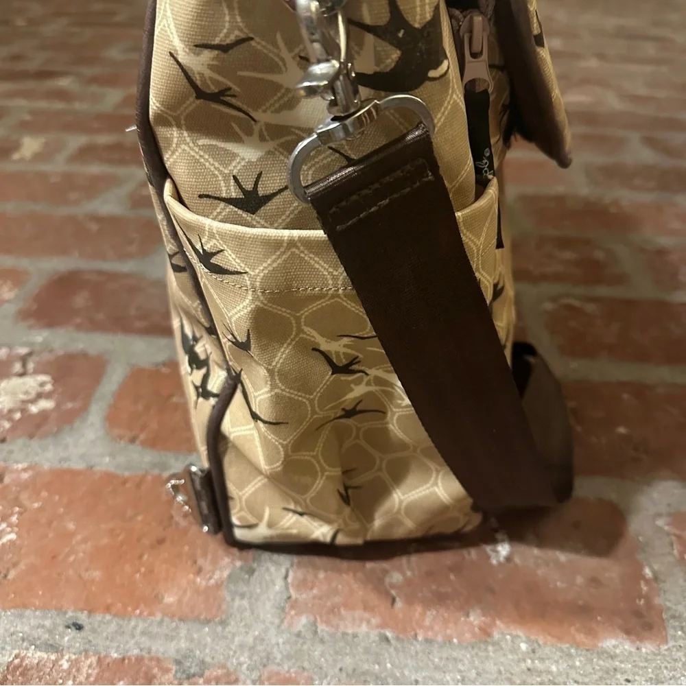 Petunia Pickle Bottom Diaper Bag Coated Canvas Swallow Bird Design One Strap